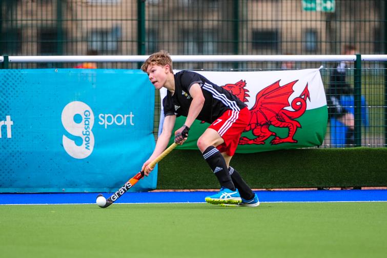 Euan Dyer in action for Wales Under 16s against Scotland at Easter 2018